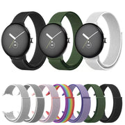 For Google Pixel Watch Nylon Woven Plastic Connector Watch Band(Pink Sand)