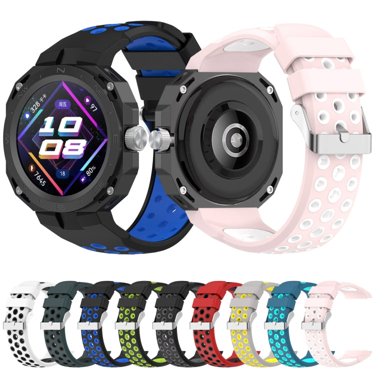 For Huawei Watch GT Cyber Two-color Silicone Watch Band(White Pink)