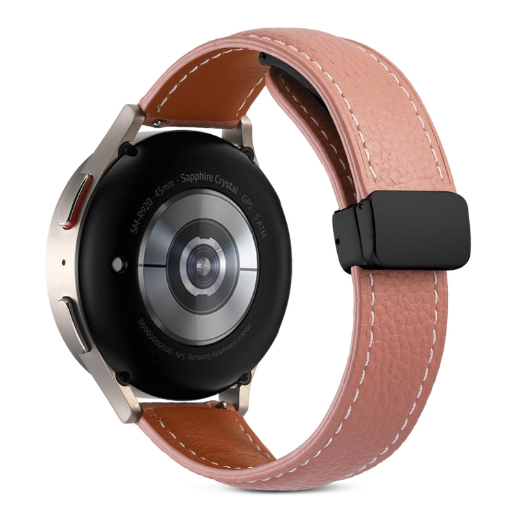 20mm Folding Buckle Genuine Leather Watch Band(Dark Pink)