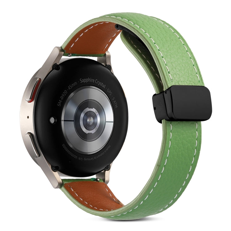 20mm Folding Buckle Genuine Leather Watch Band(Green)