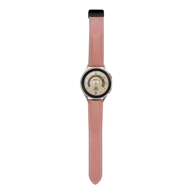 20mm Folding Buckle Genuine Leather Watch Band(Beige White)