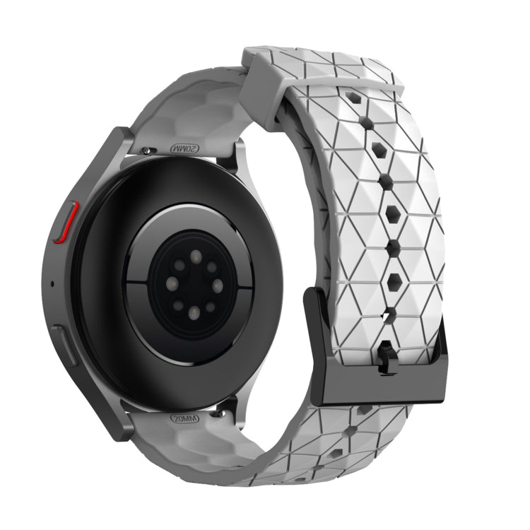 20mm Football Texture Silicone Watch Band(White)