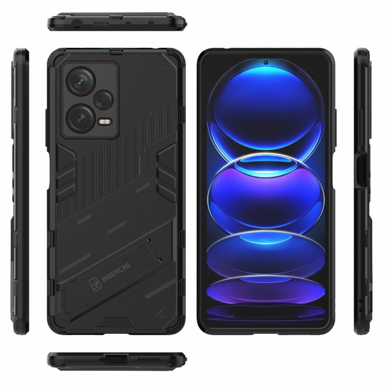 For Xiaomi Redmi Note 12 Pro+ China Punk Armor 2 in 1 PC + TPU Phone Case with Invisible Holder(Black)