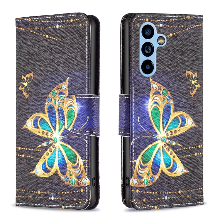 For Samsung Galaxy A54 5G Colored Drawing Pattern Leather Phone Case(Big Butterfly)
