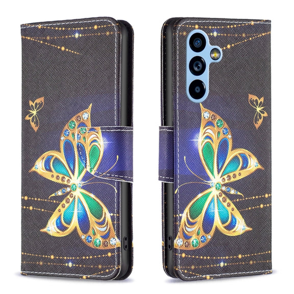 For Samsung Galaxy A54 5G Colored Drawing Pattern Leather Phone Case(Big Butterfly)
