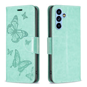 For Samsung Galaxy A54 5G Embossing Two Butterflies Pattern Leather Case(Green)