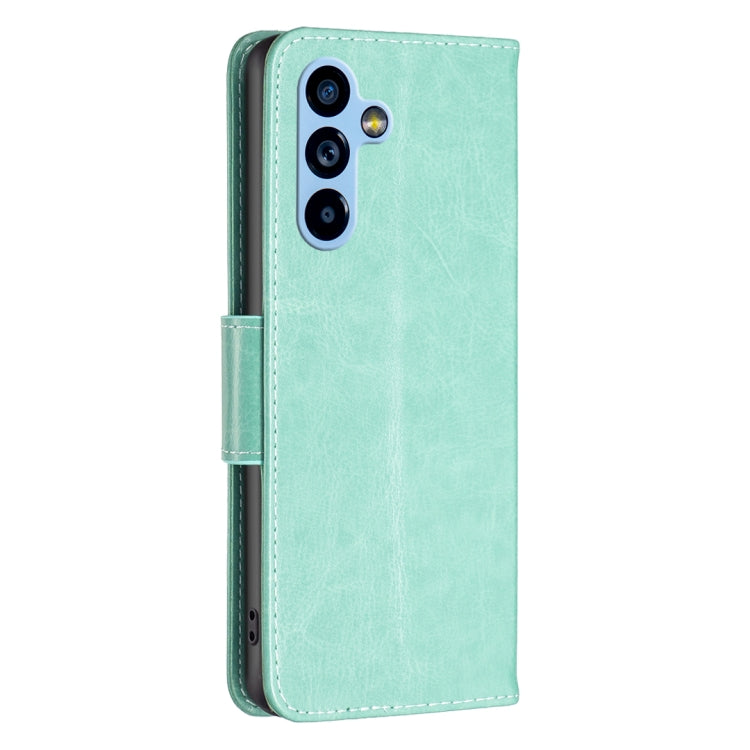 For Samsung Galaxy A54 5G Embossing Two Butterflies Pattern Leather Case(Green)