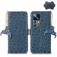 For Xiaomi 12T / 12T Pro / Redmi K50 Ultra Ostrich Pattern Genuine Leather RFID Phone Case(Blue) - Xiaomi Cases by PMC TechLife | Online Shopping South Africa | PMC TechLife