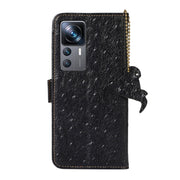 For Xiaomi 12T / 12T Pro / Redmi K50 Ultra Ostrich Pattern Genuine Leather RFID Phone Case(Black)