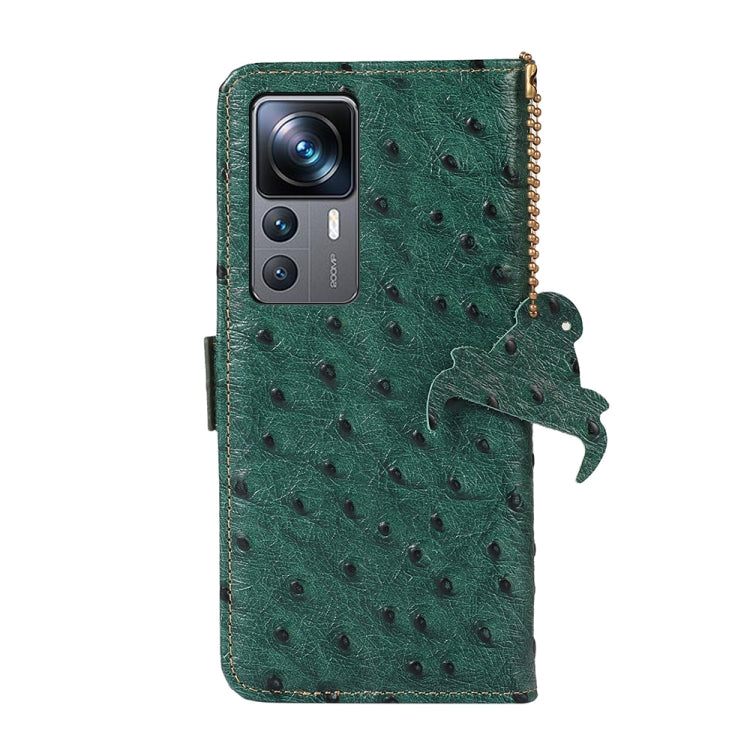 For Xiaomi 12T / 12T Pro / Redmi K50 Ultra Ostrich Pattern Genuine Leather RFID Phone Case(Green)