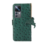 For Xiaomi 12T / 12T Pro / Redmi K50 Ultra Ostrich Pattern Genuine Leather RFID Phone Case(Green)
