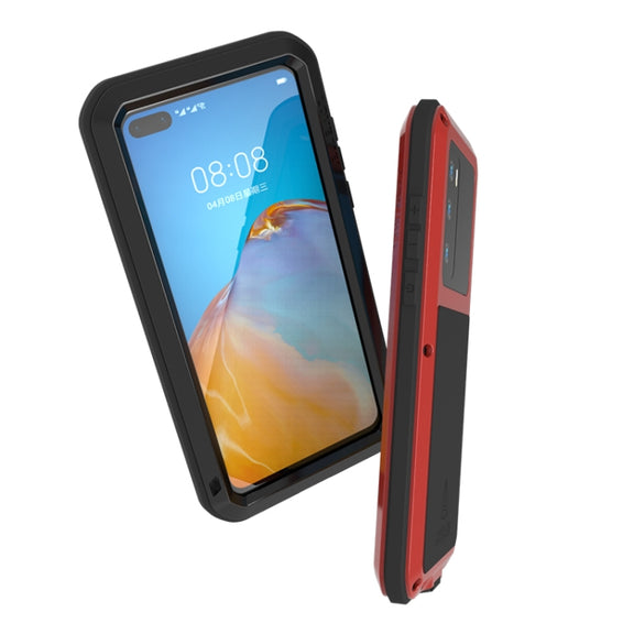 For Huawei P40 LOVE MEI Metal Shockproof Water-resistant Dustproof Protective Case(Black)