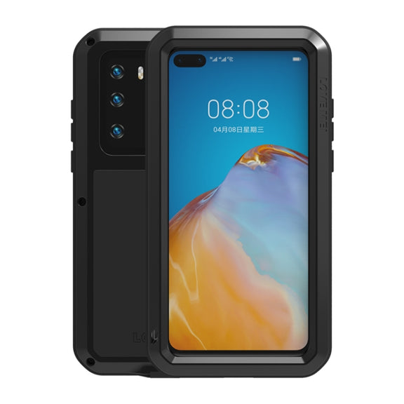 For Huawei P40 LOVE MEI Metal Shockproof Water-resistant Dustproof Protective Case(Black)