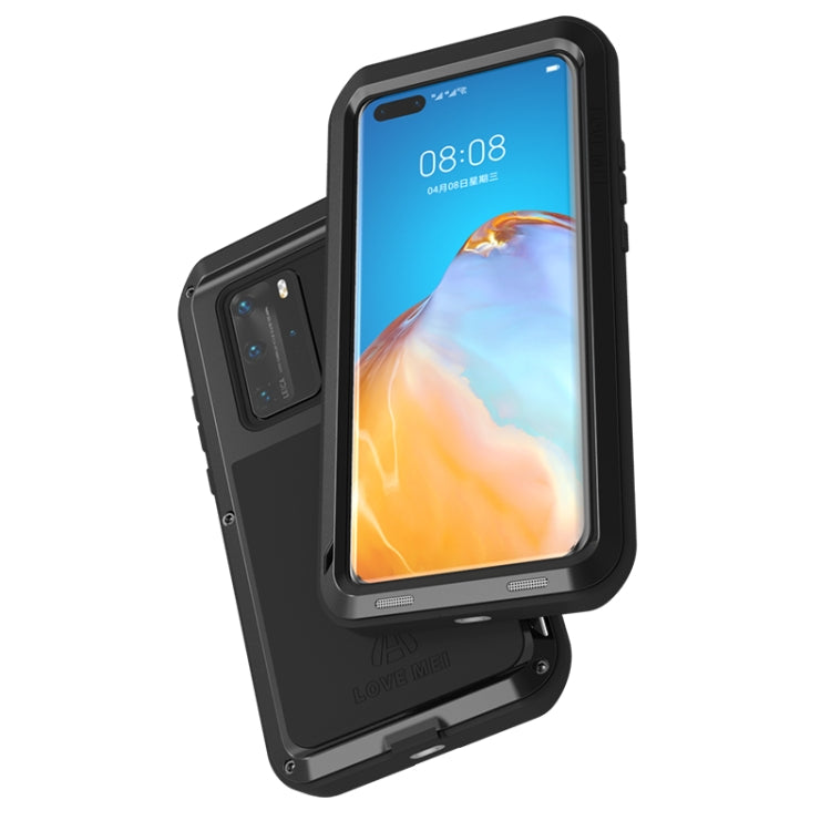 For Huawei P40 Pro LOVE MEI Metal Shockproof Water-resistant Dustproof Protective Case(Black)