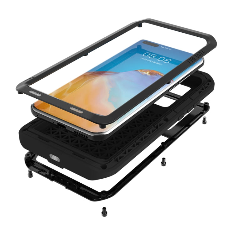For Huawei P40 Pro LOVE MEI Metal Shockproof Water-resistant Dustproof Protective Case(Black)