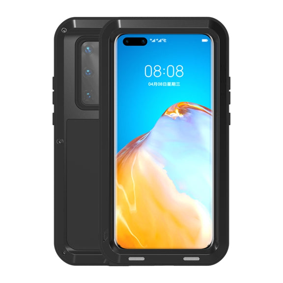 For Huawei P40 Pro LOVE MEI Metal Shockproof Water-resistant Dustproof Protective Case(Black)