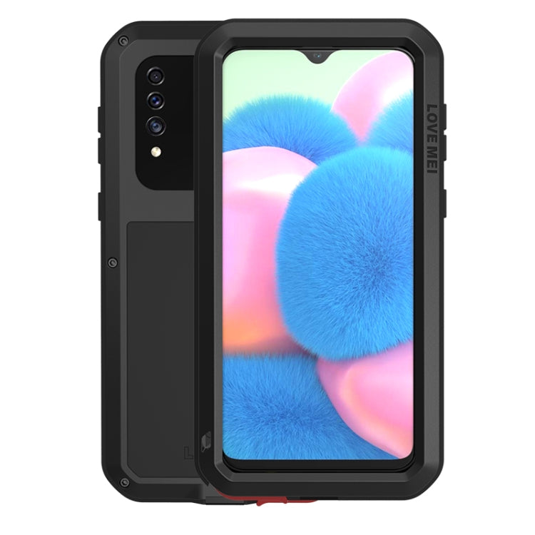 For Galaxy A30s LOVE MEI Metal Shockproof Water-resistant Dustproof Protective Case(Black)
