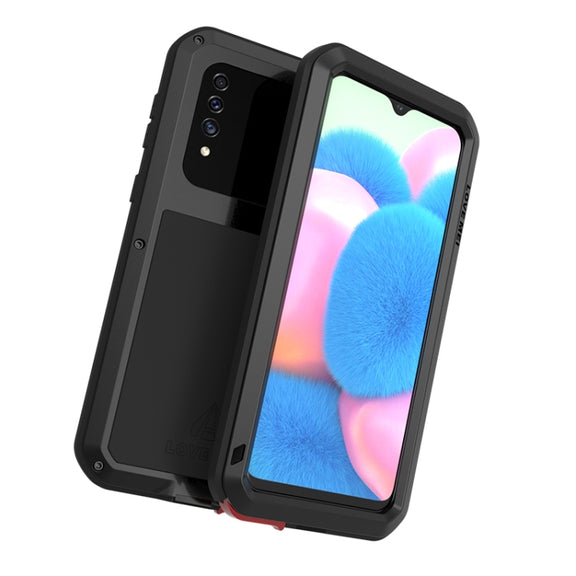 For Galaxy A30s LOVE MEI Metal Shockproof Water-resistant Dustproof Protective Case(Black)