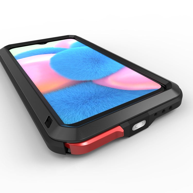 For Galaxy A30s LOVE MEI Metal Shockproof Water-resistant Dustproof Protective Case(Black)