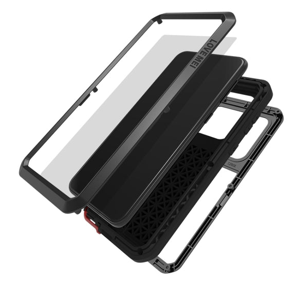 For Galaxy A30s LOVE MEI Metal Shockproof Water-resistant Dustproof Protective Case(Black)