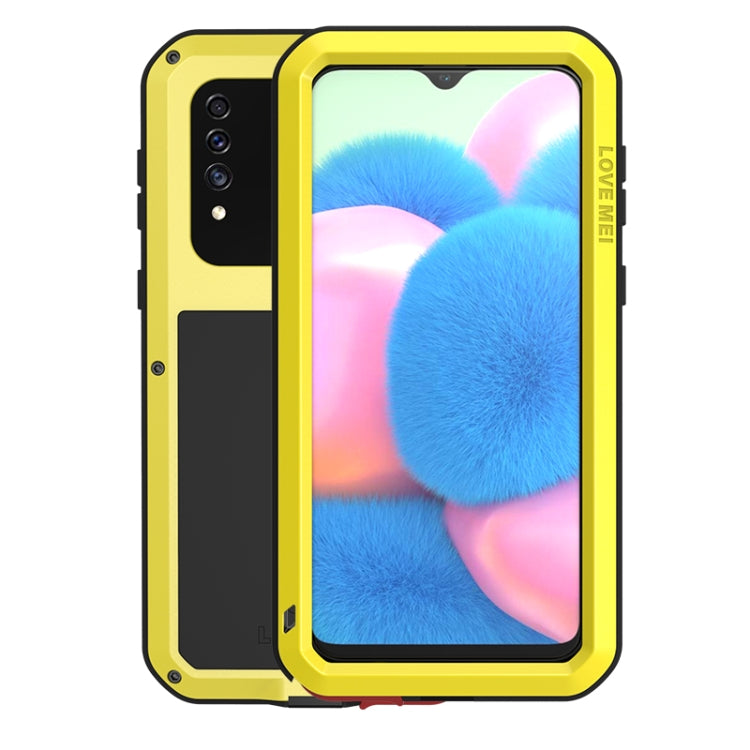For Galaxy A30s LOVE MEI Metal Shockproof Water-resistant Dustproof Protective Case(Yellow)