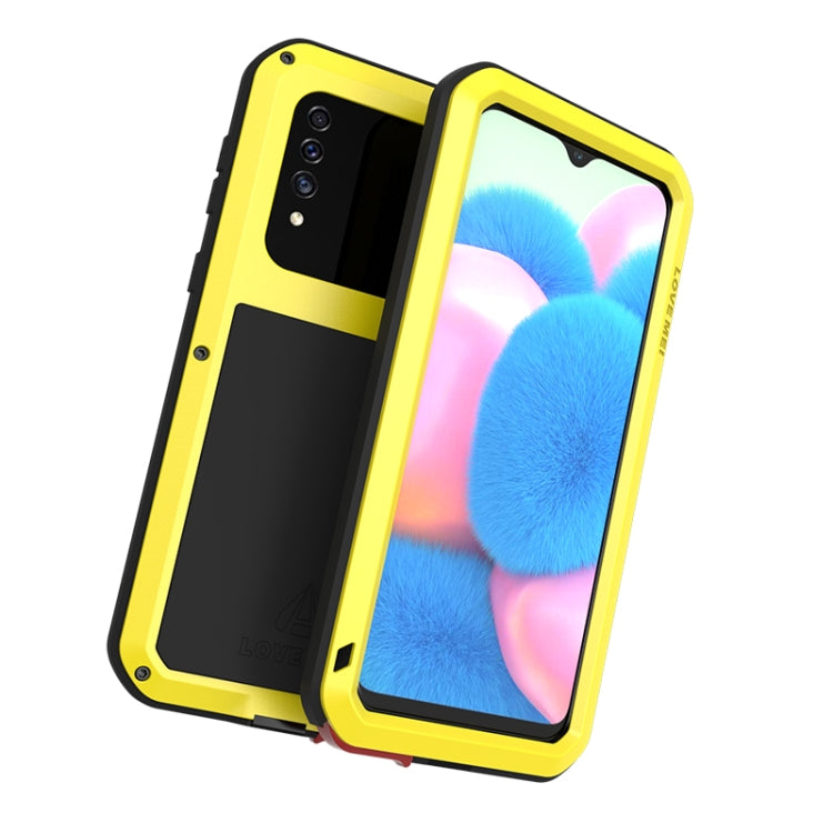 For Galaxy A30s LOVE MEI Metal Shockproof Water-resistant Dustproof Protective Case(Yellow)