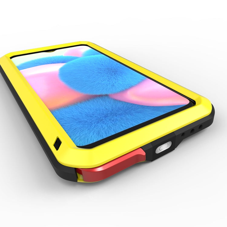 For Galaxy A30s LOVE MEI Metal Shockproof Water-resistant Dustproof Protective Case(Yellow)