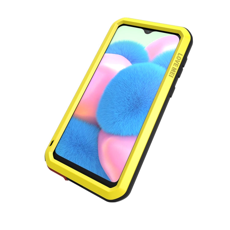 For Galaxy A30s LOVE MEI Metal Shockproof Water-resistant Dustproof Protective Case(Yellow)