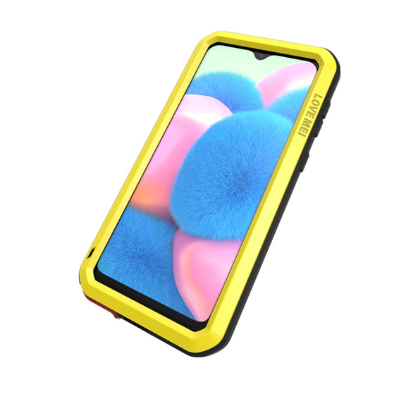 For Galaxy A30s LOVE MEI Metal Shockproof Water-resistant Dustproof Protective Case(Yellow)