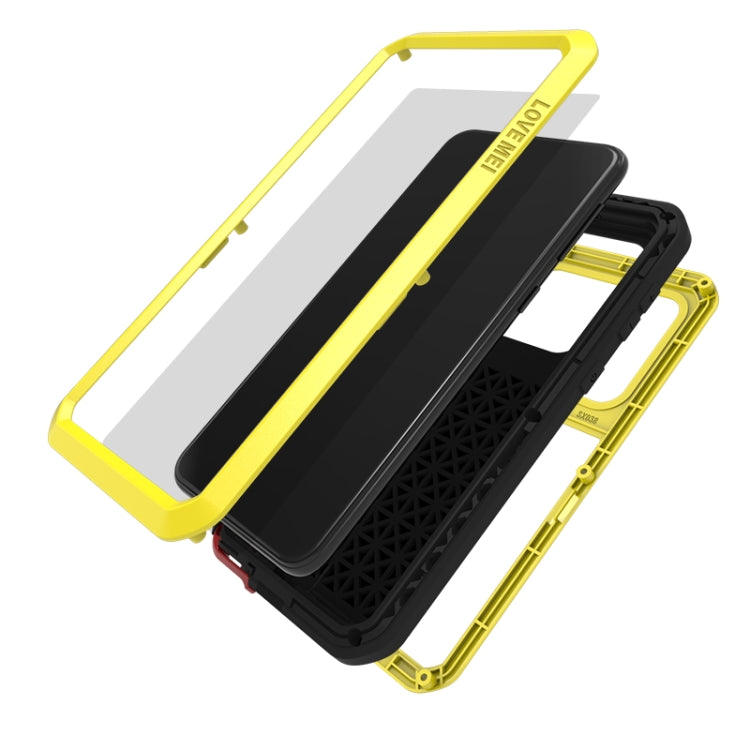 For Galaxy A30s LOVE MEI Metal Shockproof Water-resistant Dustproof Protective Case(Yellow)