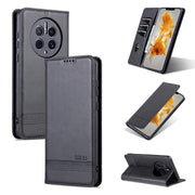 For Huawei Mate 50 Pro AZNS Magnetic Calf Texture Flip Leather Phone Case(Black)