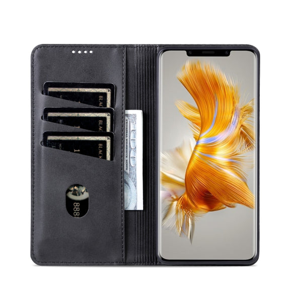 For Huawei Mate 50 Pro AZNS Magnetic Calf Texture Flip Leather Phone Case(Black)