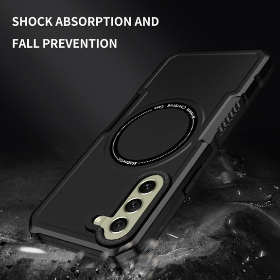 For Samsung Galaxy S21 FE 5G MagSafe Shockproof Armor Phone Case(Black)