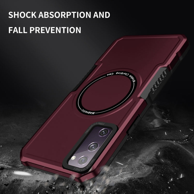 For Samsung Galaxy S20 FE MagSafe Shockproof Armor Phone Case(Wine Red)