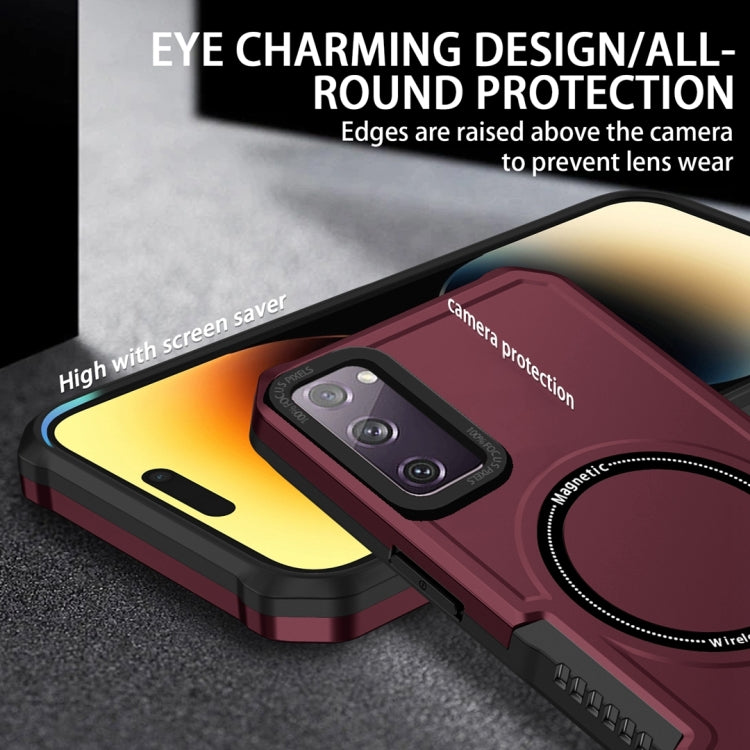 For Samsung Galaxy S20 FE MagSafe Shockproof Armor Phone Case(Wine Red)