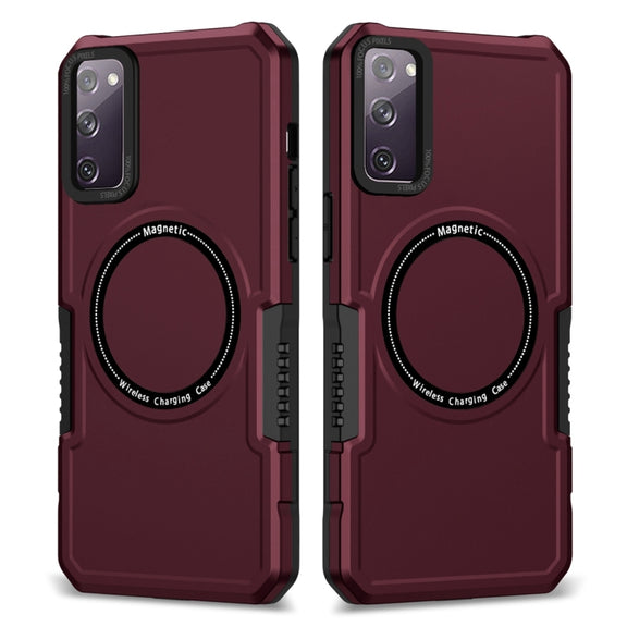 For Samsung Galaxy S20 FE MagSafe Shockproof Armor Phone Case(Wine Red)