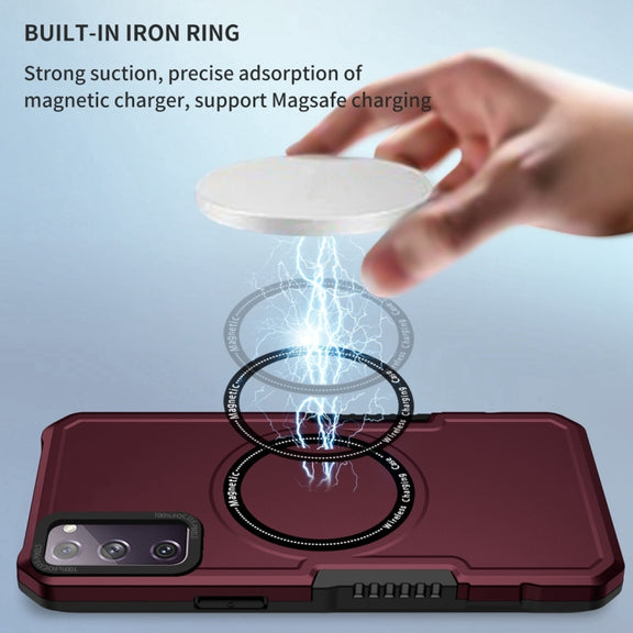 For Samsung Galaxy S20 FE MagSafe Shockproof Armor Phone Case(Wine Red)