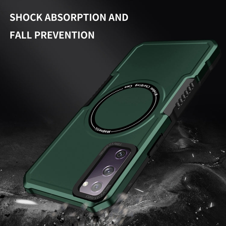 For Samsung Galaxy S20 FE MagSafe Shockproof Armor Phone Case(Dark Green)