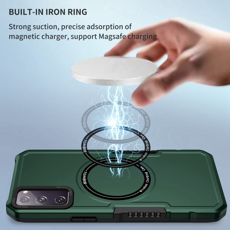 For Samsung Galaxy S20 FE MagSafe Shockproof Armor Phone Case(Dark Green)
