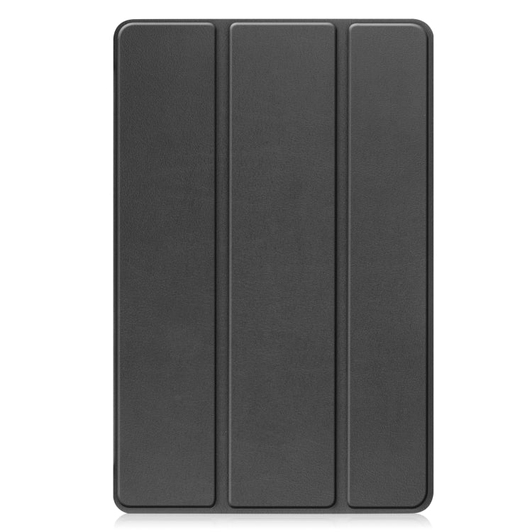 For Lenovo Tab P11 Gen 2 Custer Pure Color 3-Fold Holder Leather Smart Tablet Case(Black)