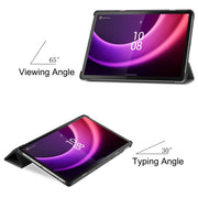 For Lenovo Tab P11 Gen 2 Custer Pure Color 3-Fold Holder Leather Smart Tablet Case(Black)