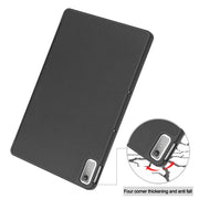 For Lenovo Tab P11 Gen 2 Custer Pure Color 3-Fold Holder Leather Smart Tablet Case(Black)