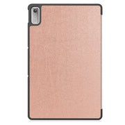 For Lenovo Tab P11 Gen 2 Custer Pure Color 3-Fold Holder Leather Smart Tablet Case(Rose Gold)