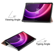For Lenovo Tab P11 Gen 2 Custer Pure Color 3-Fold Holder Leather Smart Tablet Case(Rose Gold)