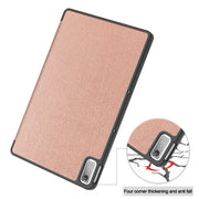 For Lenovo Tab P11 Gen 2 Custer Pure Color 3-Fold Holder Leather Smart Tablet Case(Rose Gold)