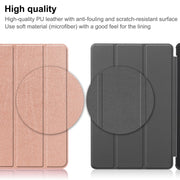 For Lenovo Tab P11 Gen 2 Custer Pure Color 3-Fold Holder Leather Smart Tablet Case(Rose Gold)