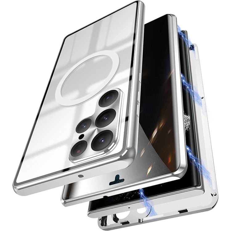 For Samsung Galaxy S22 Ultra 5G Lens Protector MagSafe Double Sided Magnetic Phone Case(Silver)
