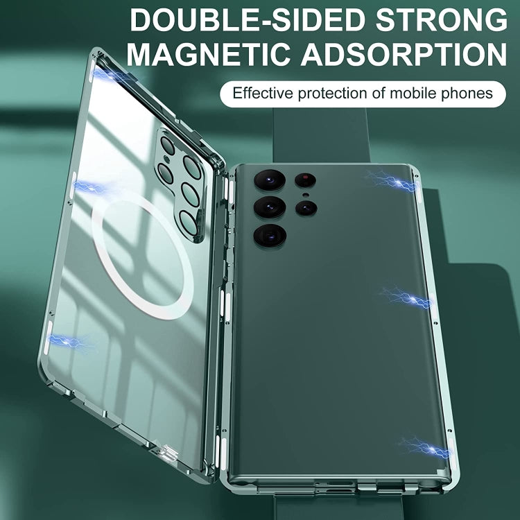 For Samsung Galaxy S22 Ultra 5G Lens Protector MagSafe Double Sided Magnetic Phone Case (Blue)