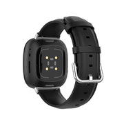 For Fitbit Versa 3 / Sense Genuine Leather Watch Band(Black)