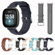 For Fitbit Versa 3 / Sense Genuine Leather Watch Band(Navy Blue)